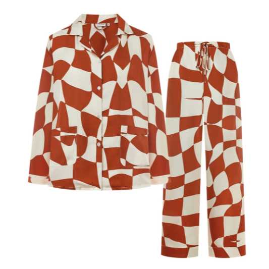 Queen of Chess Long Silk Pajama Set